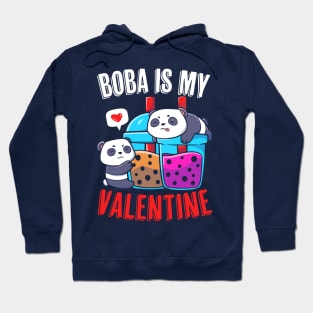 Boba Is My Valentine Funny Kawaii Panda Valentine's Day Hoodie